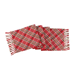 72 in. HGTV Home Collection Bias Cut Red Plaid Table Runner