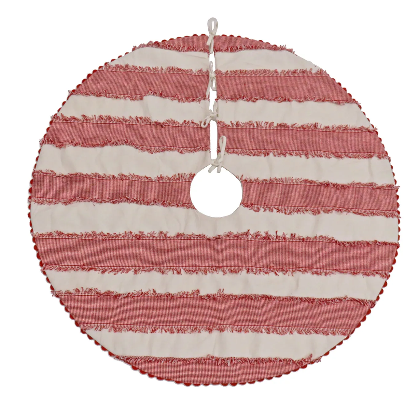 48 in. HGTV Home Collection Red White Ric Rac Border Tree Skirt