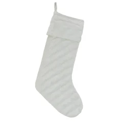 19 in. HGTV Home Collection Quilted Velvet Stocking, Ivory