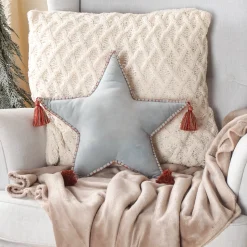 16 in. HGTV Home Collection Star Shape Pillow, Light Blue