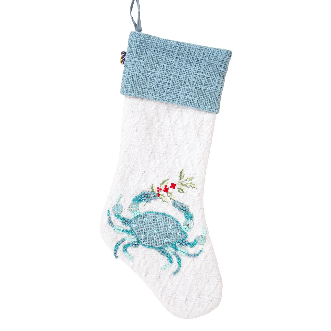 20 in. HGTV Home Collection Embroidered Blue Crab Stocking