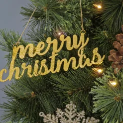 9 in. HGTV Home Collection Merry Christmas Metal Ornament Set