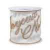 4 in. HGTV Home Collection Dupioni Embroidered Joyuex Noel Ribbon