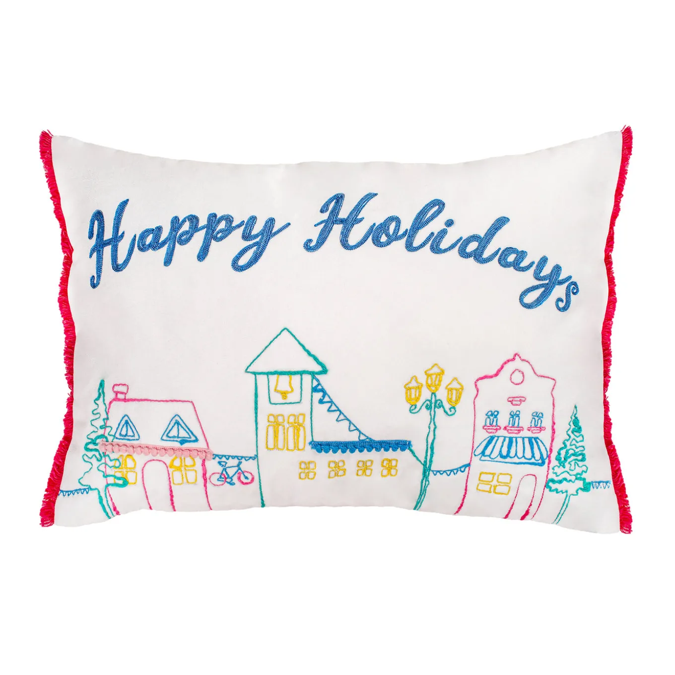 20 in. HGTV Home Collection Embroidered Happy Holidays Pillow