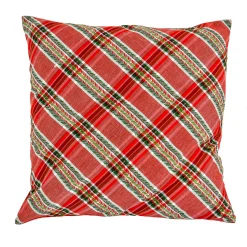 24 in. HGTV Home Collection Bias Cut Red Plaid Pillow
