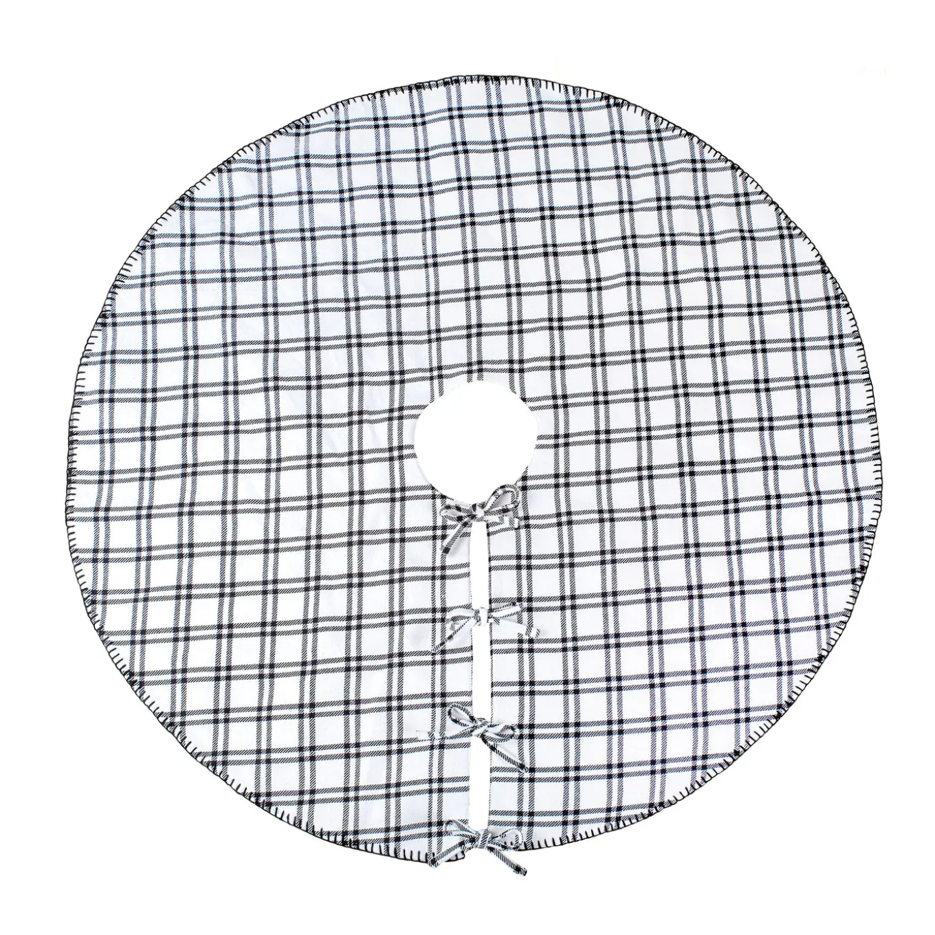 48 in. HGTV Home Collection Black White Ric Rac Border Tree Skirt