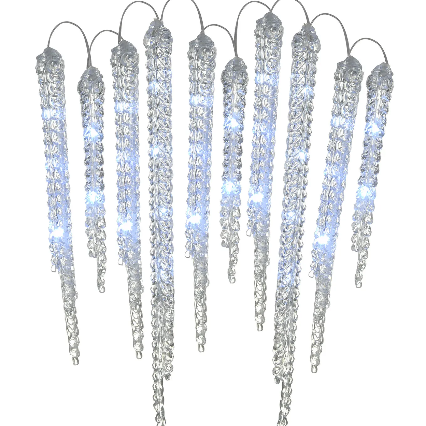16 in. Ice Crystals Icicles with Micro LED Lights, Set of 10