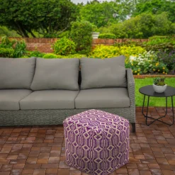 16 in. Lavender Hand Woven Pouf Ottoman