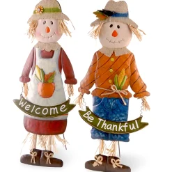 27 in. Metal Scarecrow Standing Outdoor Fall Decoration