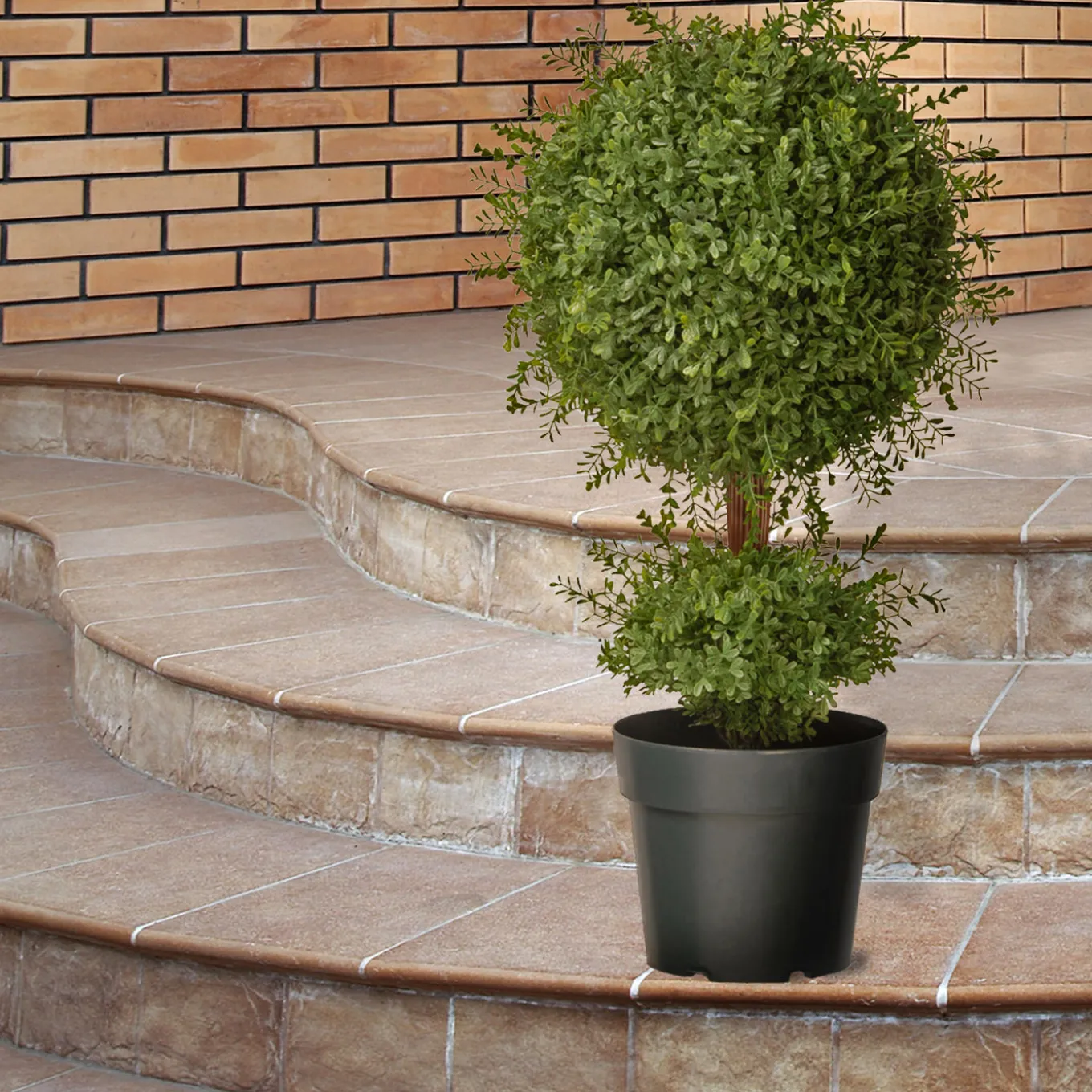 30 in. Mini Tea Leaf 1 Ball in Green Round Growers Pot