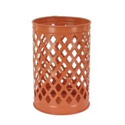 12 in. Modern Design and Finish Pastel Orange Outdoor Lantern Candleholder