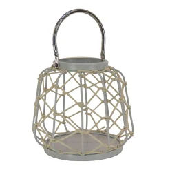 10 in. Modern Design and Finish Glacier Gray Outdoor Lantern Candleholder