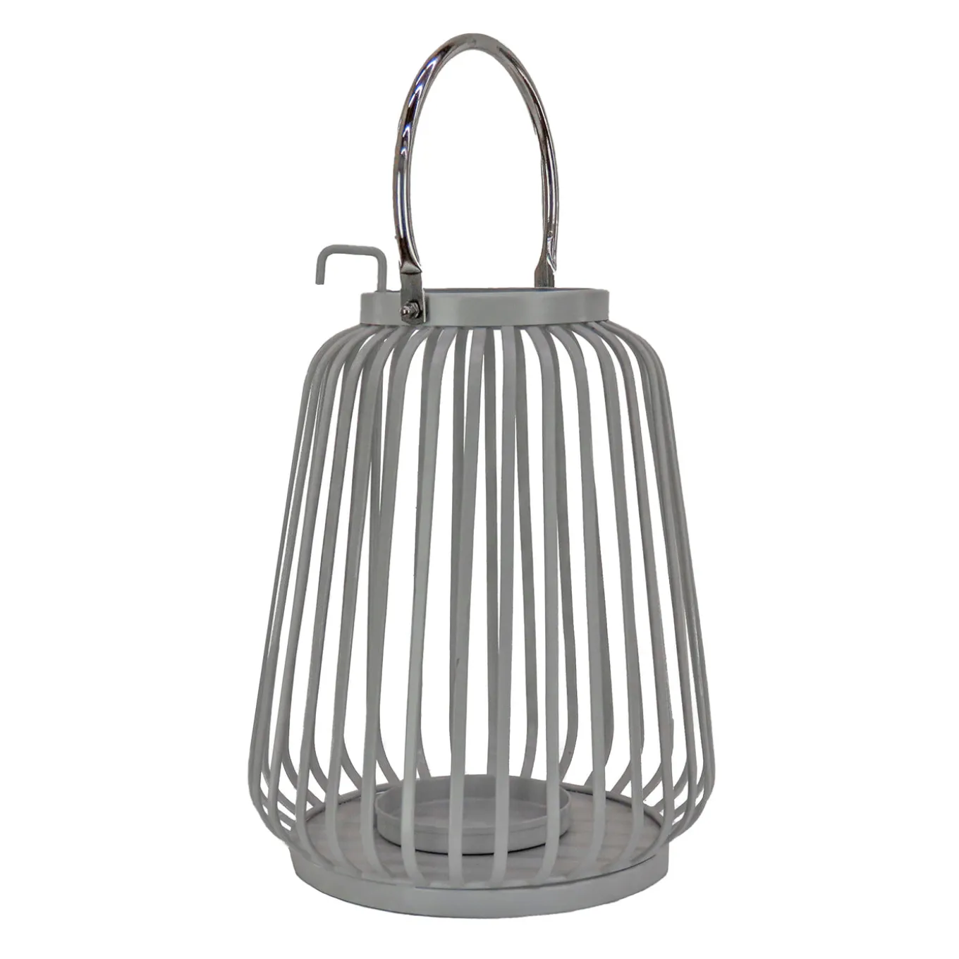 13 in. Modern Design and Finish Glacier Gray Outdoor Lantern Candleholder