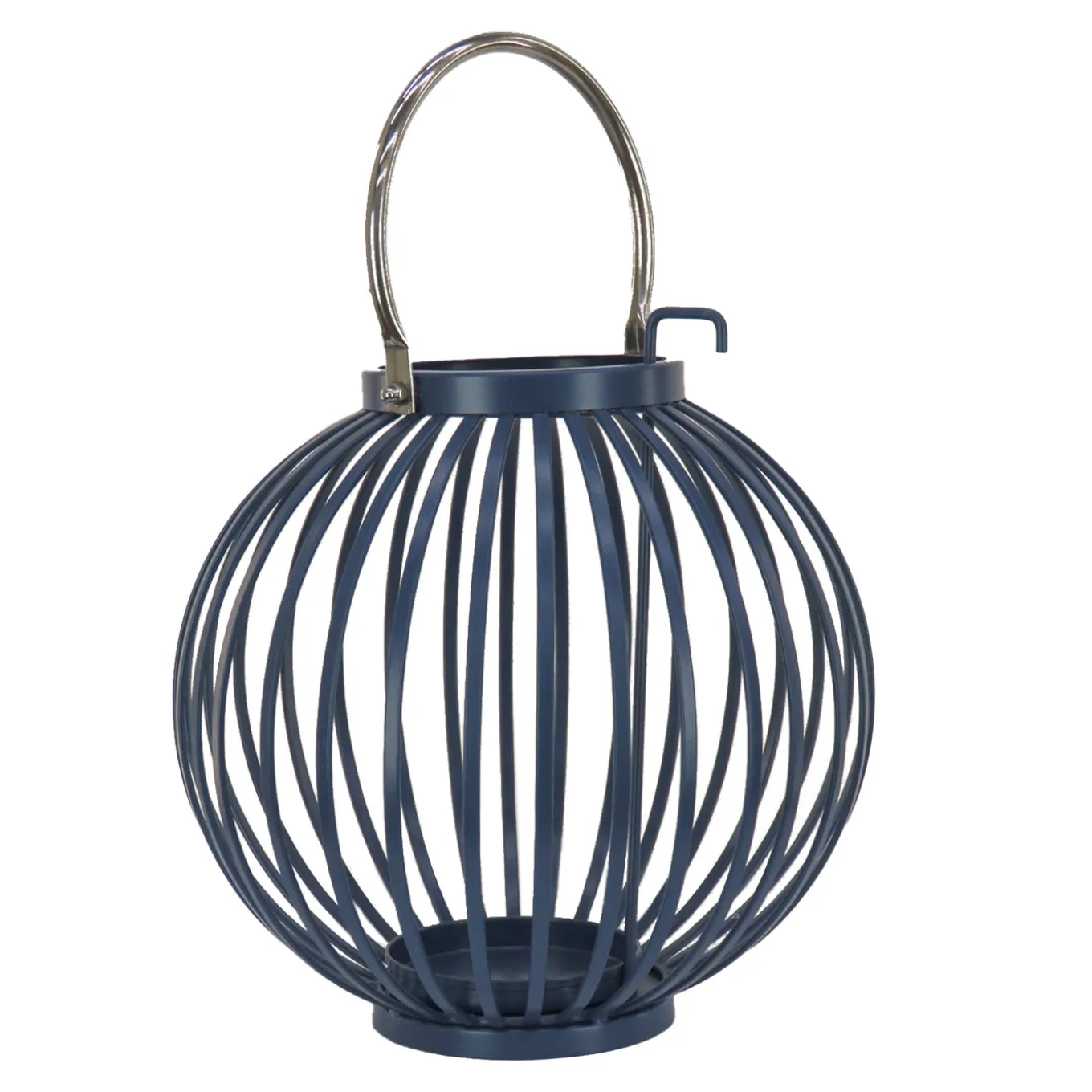 11 in. Modern Design and Finish Dark Blue Outdoor Lantern Candleholder
