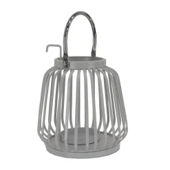 11 in. Modern Design and Finish Glacier Gray Outdoor Lantern Candleholder