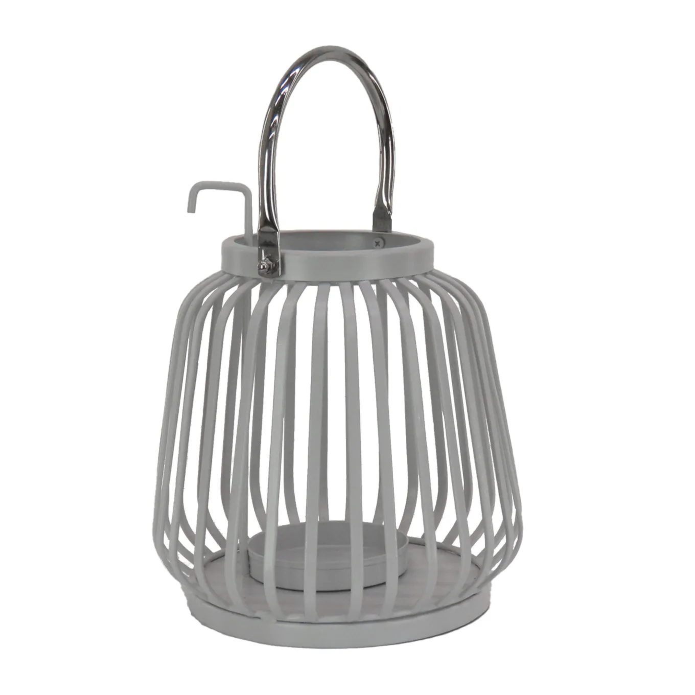 11 in. Modern Design and Finish Glacier Gray Outdoor Lantern Candleholder