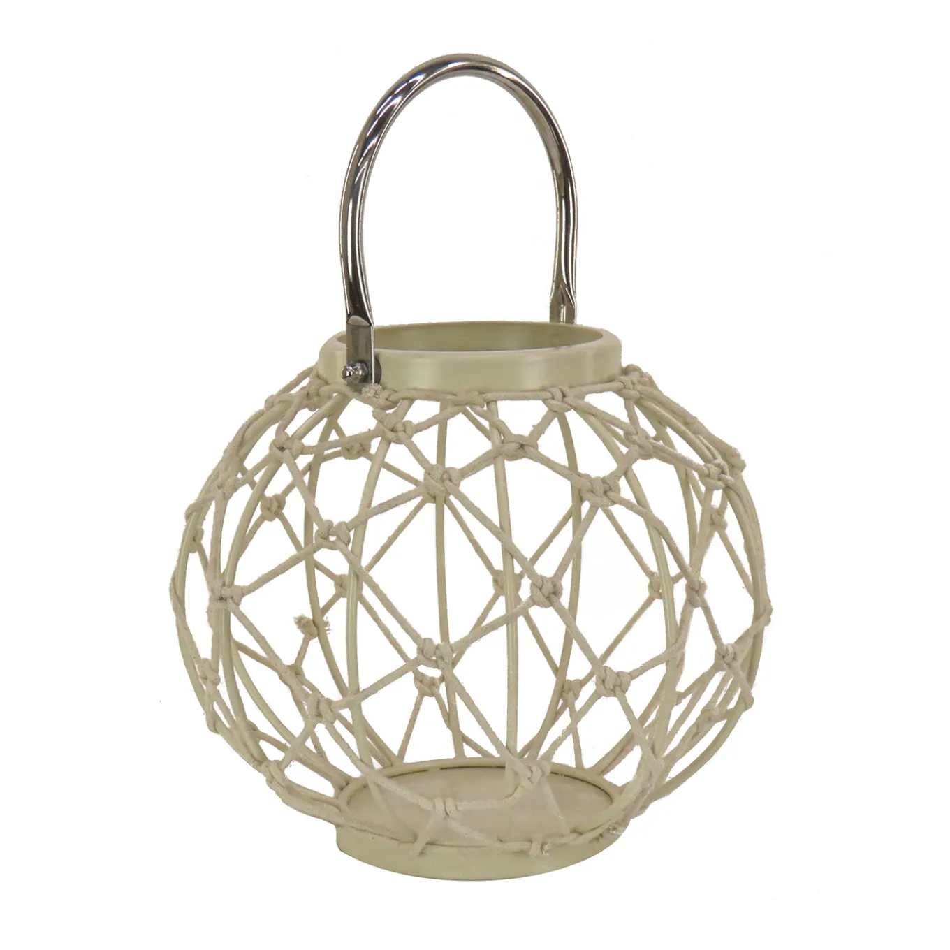 9 in. Modern Design and Finish Bleached Sand Outdoor Lantern Candleholder