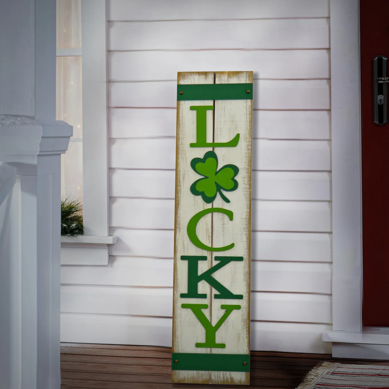 48 in. Patrick's Day Lucky Wooden Sign Porch Decoration