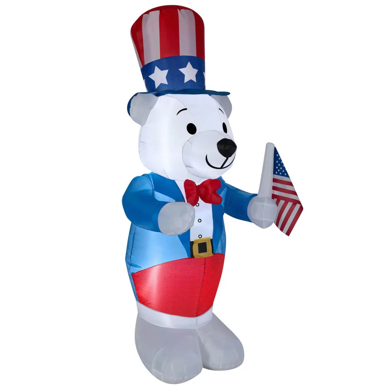 48 in. Patriotic Inflatable Decoration, Blue White Bear wearing Red White and Blue Suit and Hat