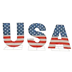 18 in. Patriotic USA Outdoor Light up Lawn Decor with LED Lights