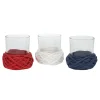3.5 in. 3-Piece Patriotic Candleholders Decorated with Red White and Blue Thread