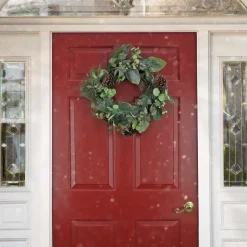 24 in. Pine Berry Cone Plastic Wreath