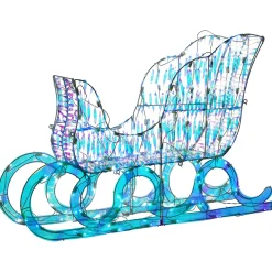 26 in. Pre Lit Iridescent Santa Sleigh Decoration, Strung with 105 Cool White LED Lights