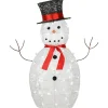 36 in. Pre Lit Sisal Snowman Decoration with Cool White LED Lights