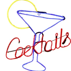 23 in. Pre-Lit 2D Neon Multi Color Cocktails Hanging Outdoor Decoration with LED Lights