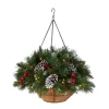 20 in. Pre-Lit Frosted Berry Hanging Basket with LED Lights