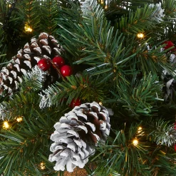 20 in. Pre-Lit Frosted Berry Hanging Basket with LED Lights