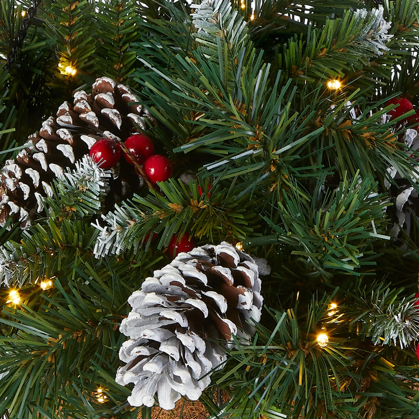 20 in. Pre-Lit Frosted Berry Hanging Basket with LED Lights