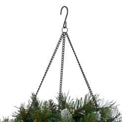 20 in. Pre-Lit Frosted Berry Hanging Basket with LED Lights