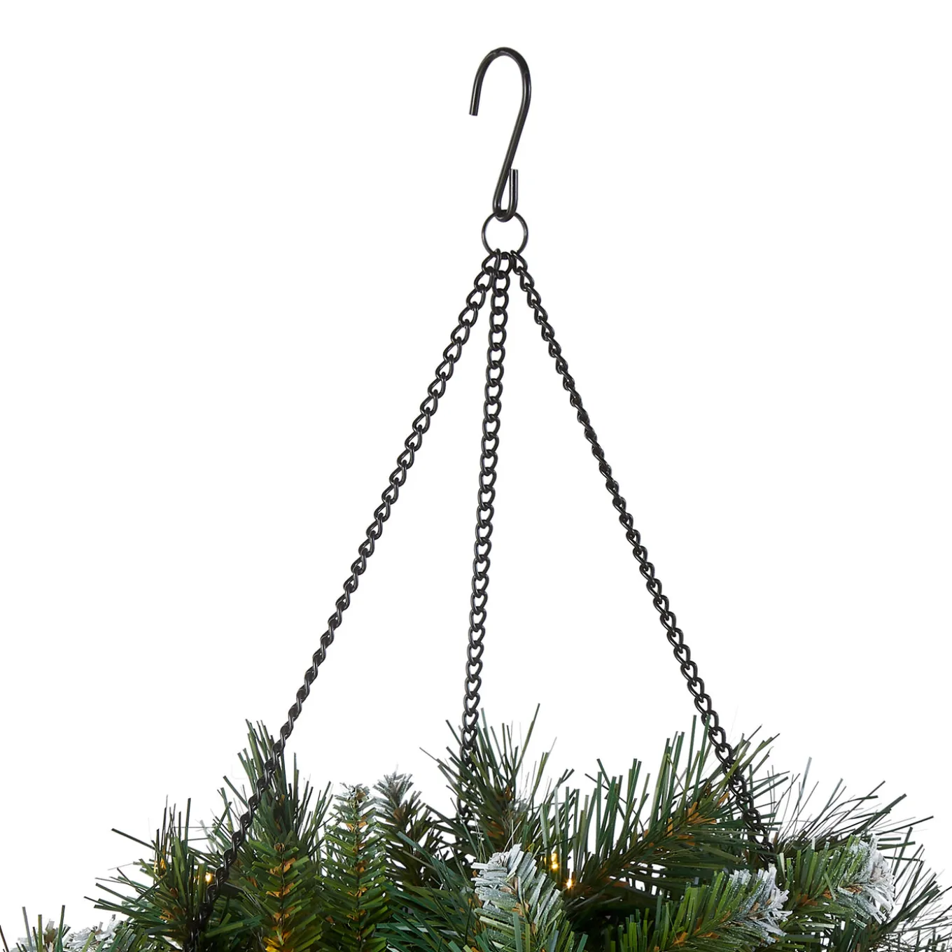 20 in. Pre-Lit Frosted Berry Hanging Basket with LED Lights