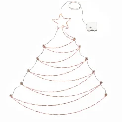 37 in. Pre-Lit Artificial Silver Christmas Tree, Hanging Metal Wire Decoration with Warm White LED Lights