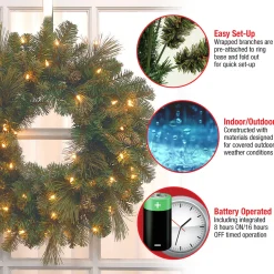 24 in. Pre-Lit Carolina Pine Wreath with LED Lights