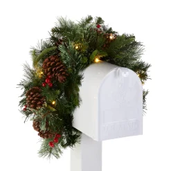 36 in. Pre-Lit Colonial Fir Mailbox Swag with LED Lights