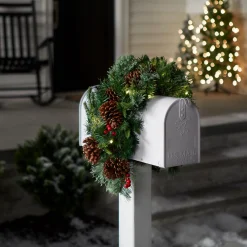36 in. Pre-Lit Colonial Fir Mailbox Swag with LED Lights