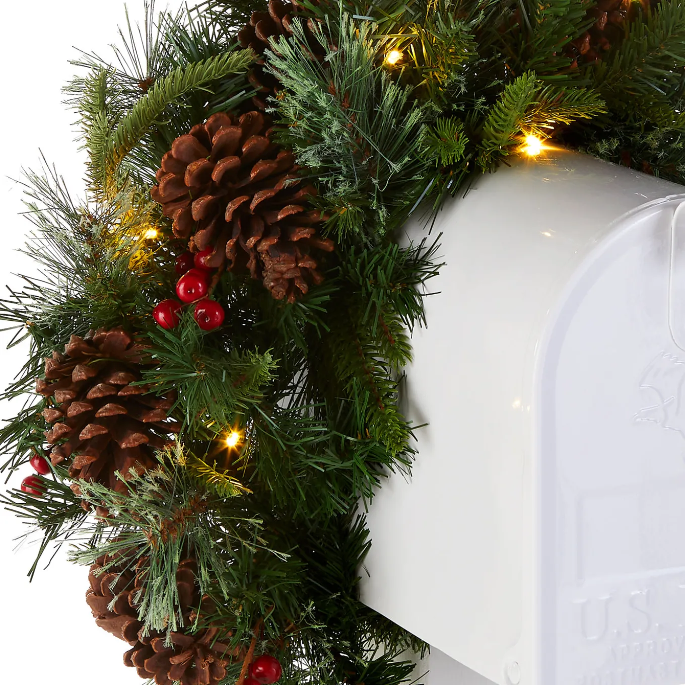 36 in. Pre-Lit Colonial Fir Mailbox Swag with LED Lights