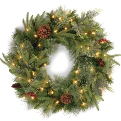 30 in. Pre-Lit Colonial Fir Wreath with Clear Lights