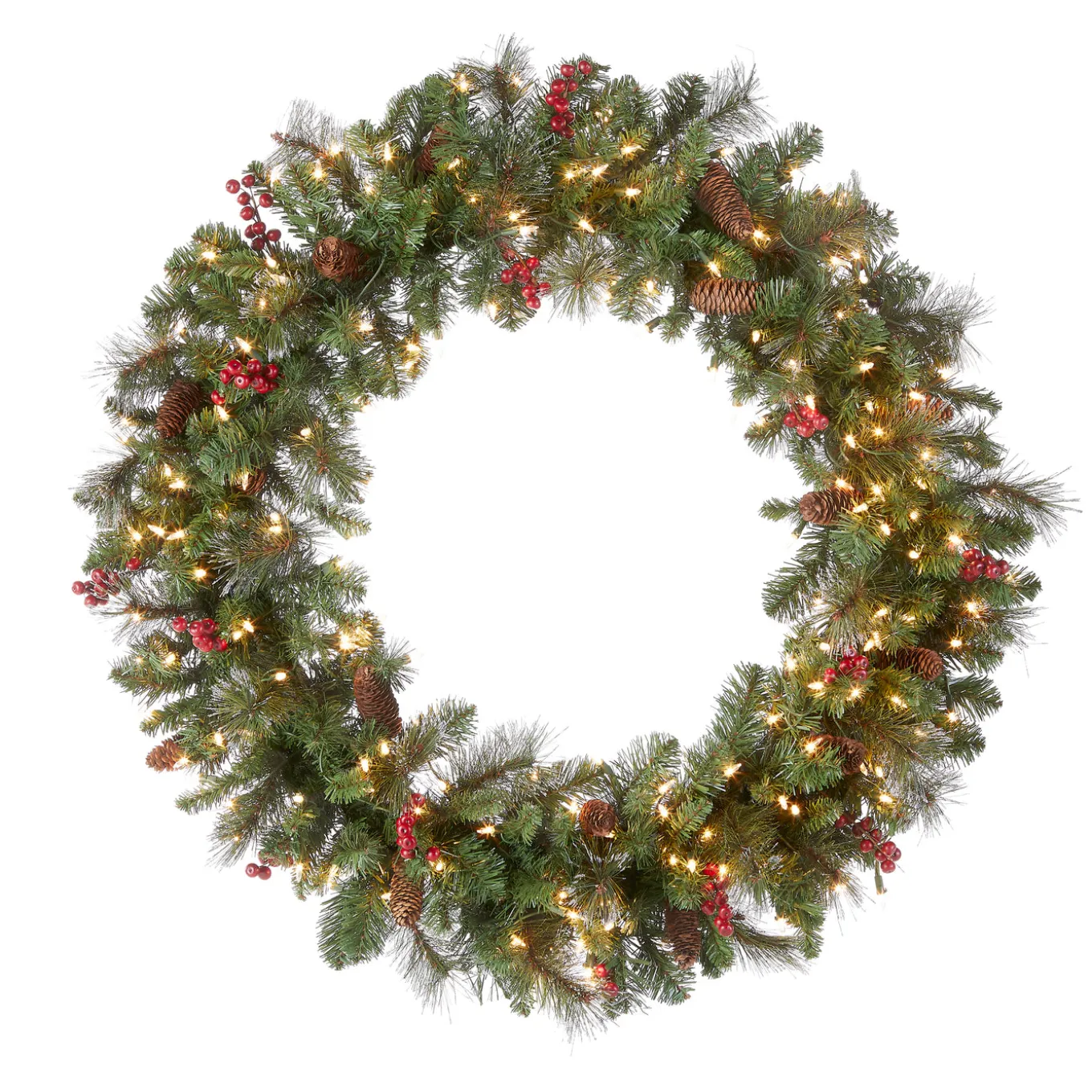 36 in. Pre-Lit Crestwood Spruce Wreath with Clear Lights