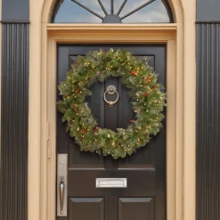36 in. Pre-Lit Crestwood Spruce Wreath with Clear Lights