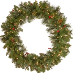 36 in. Pre-Lit Crestwood Spruce Wreath with Clear Lights