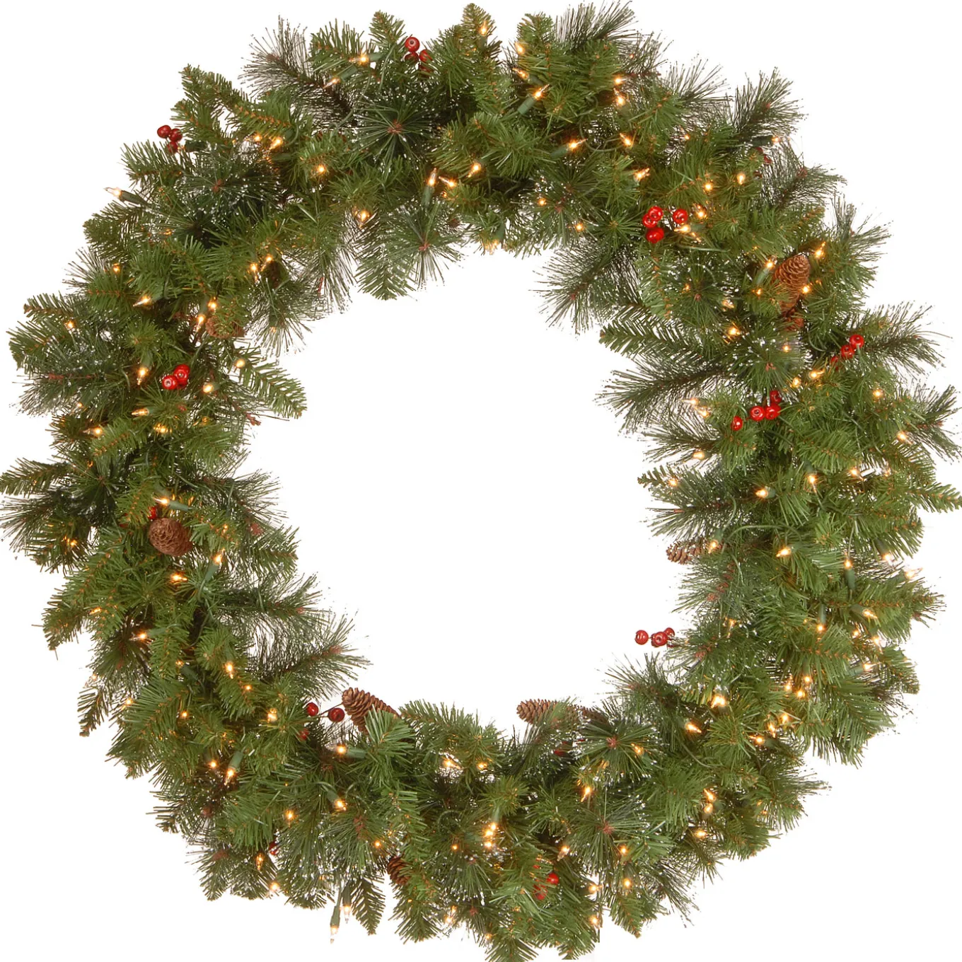 36 in. Pre-Lit Crestwood Spruce Wreath with Clear Lights