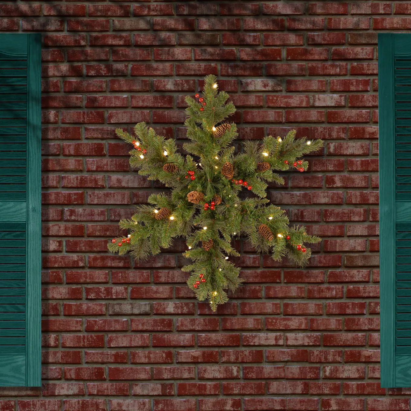 32 in. Pre-Lit Crestwood Spruce Snowflake with Warm White LED Lights