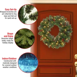 24 in. Pre-Lit Crestwood Spruce Wreath with Clear Lights - Plug In
