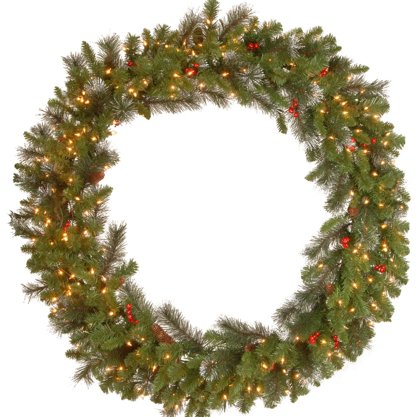 48 in. Pre-Lit Crestwood Spruce Wreath with Clear Lights
