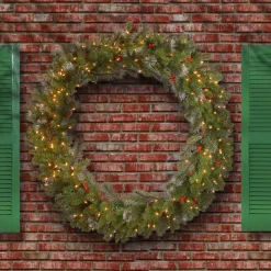 48 in. Pre-Lit Crestwood Spruce Wreath with Clear Lights