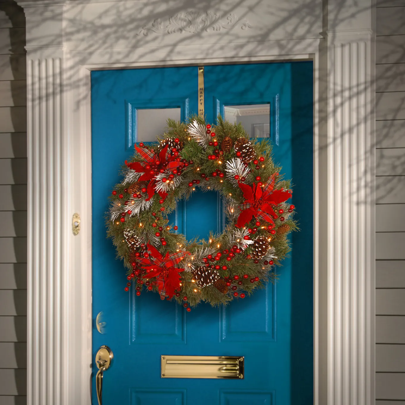 30 in. Pre-Lit Decorative Collection Tartan Plaid Wreath with Warm White LED Lights