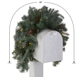 36 in. Pre-Lit Frosted Arctic Spruce Mailbox Swag with LED Lights